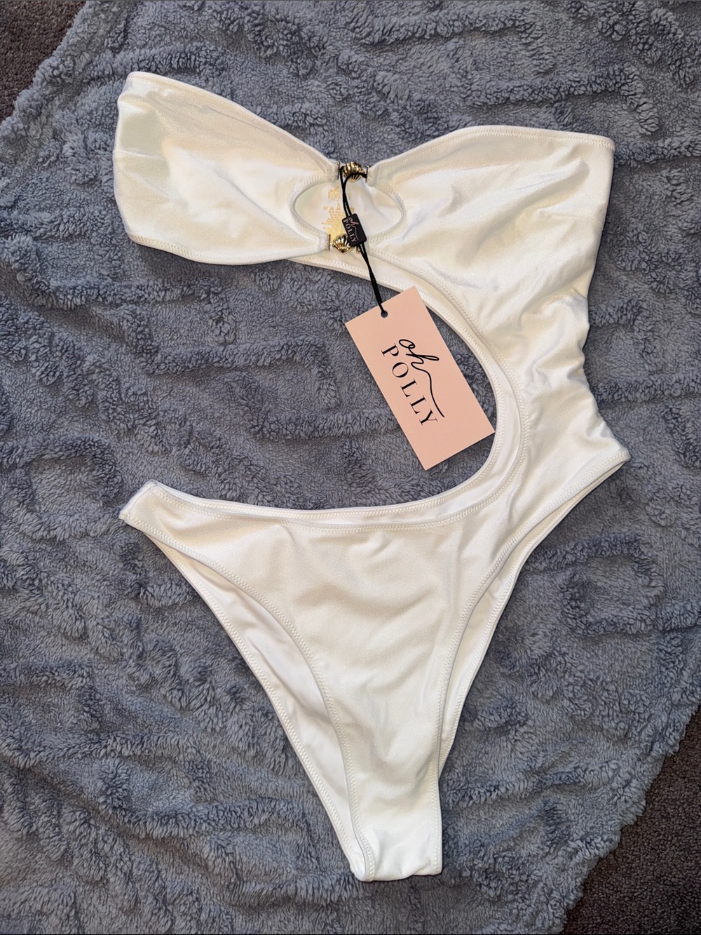 Oh Polly White Cutout Bandeau One-Piece Swimsuit